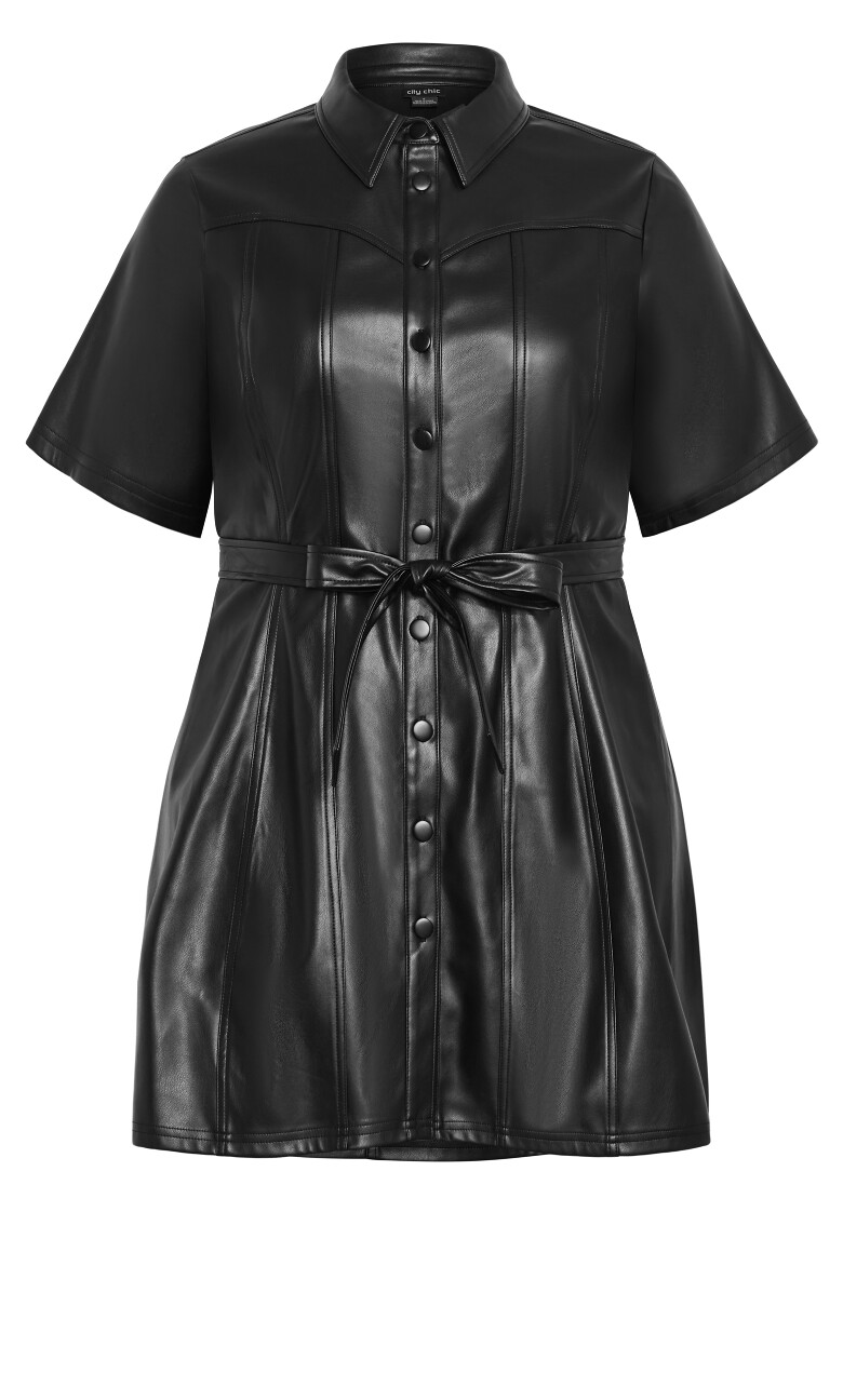 Hunter Faux Leather Mini Dress - black