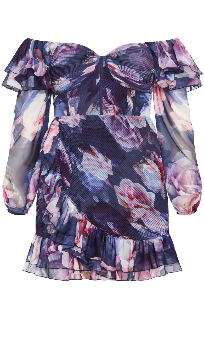 Crysta Frill Floral Mini Dress - violet