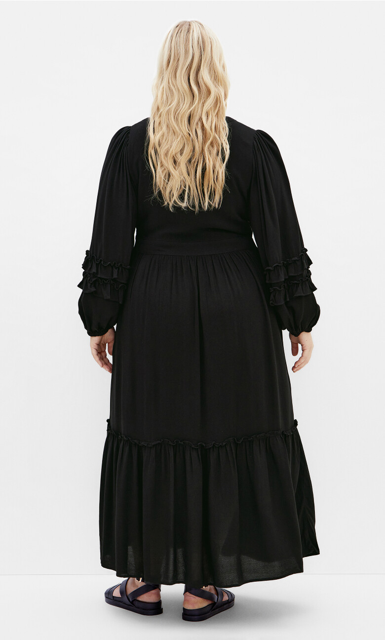 Malia Plain V Neck Maxi Dress - black