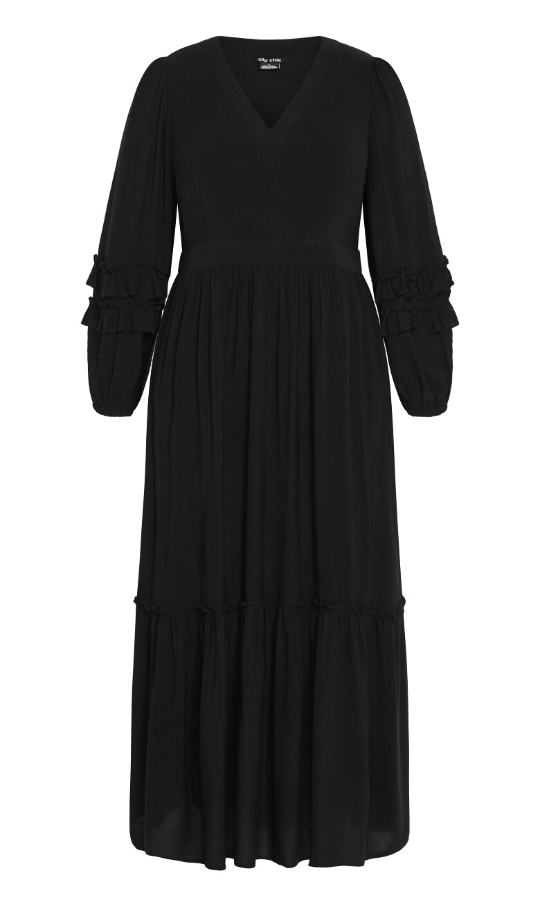 Malia Plain V Neck Maxi Dress - black