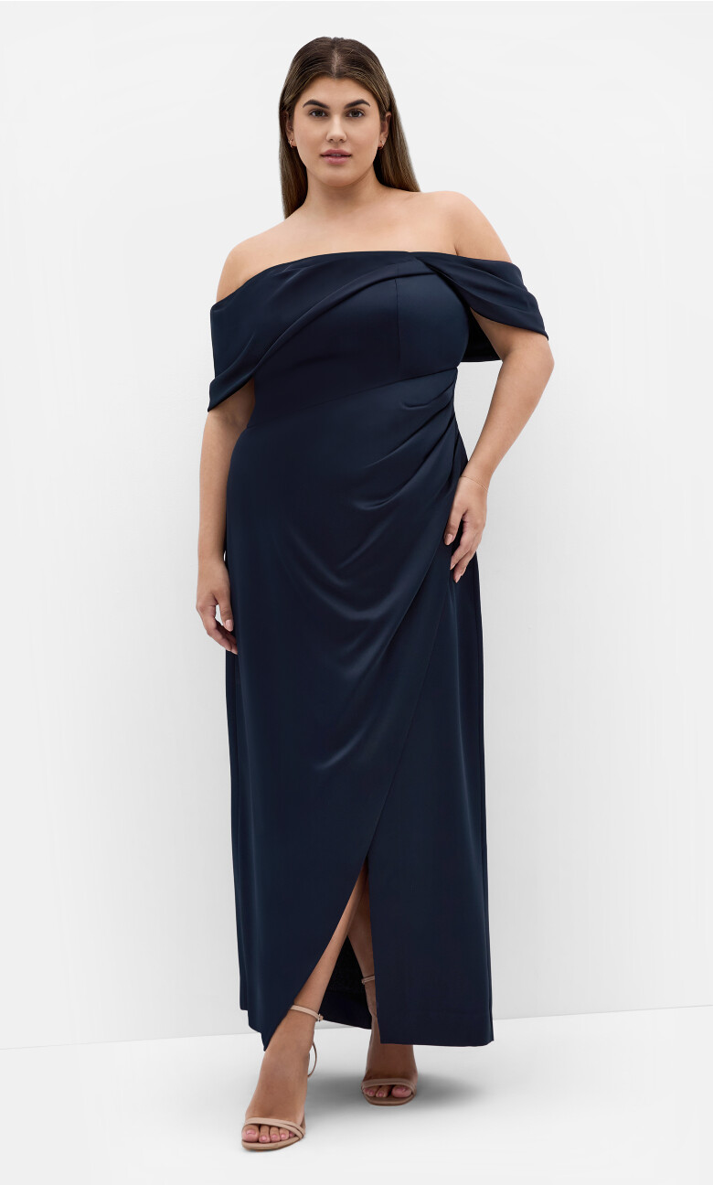 Paloma Off Shoulder Maxi Dress - navy
