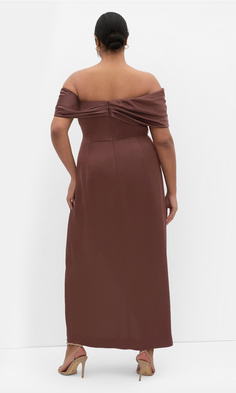 Paloma Off Shoulder Maxi Dress - raisin