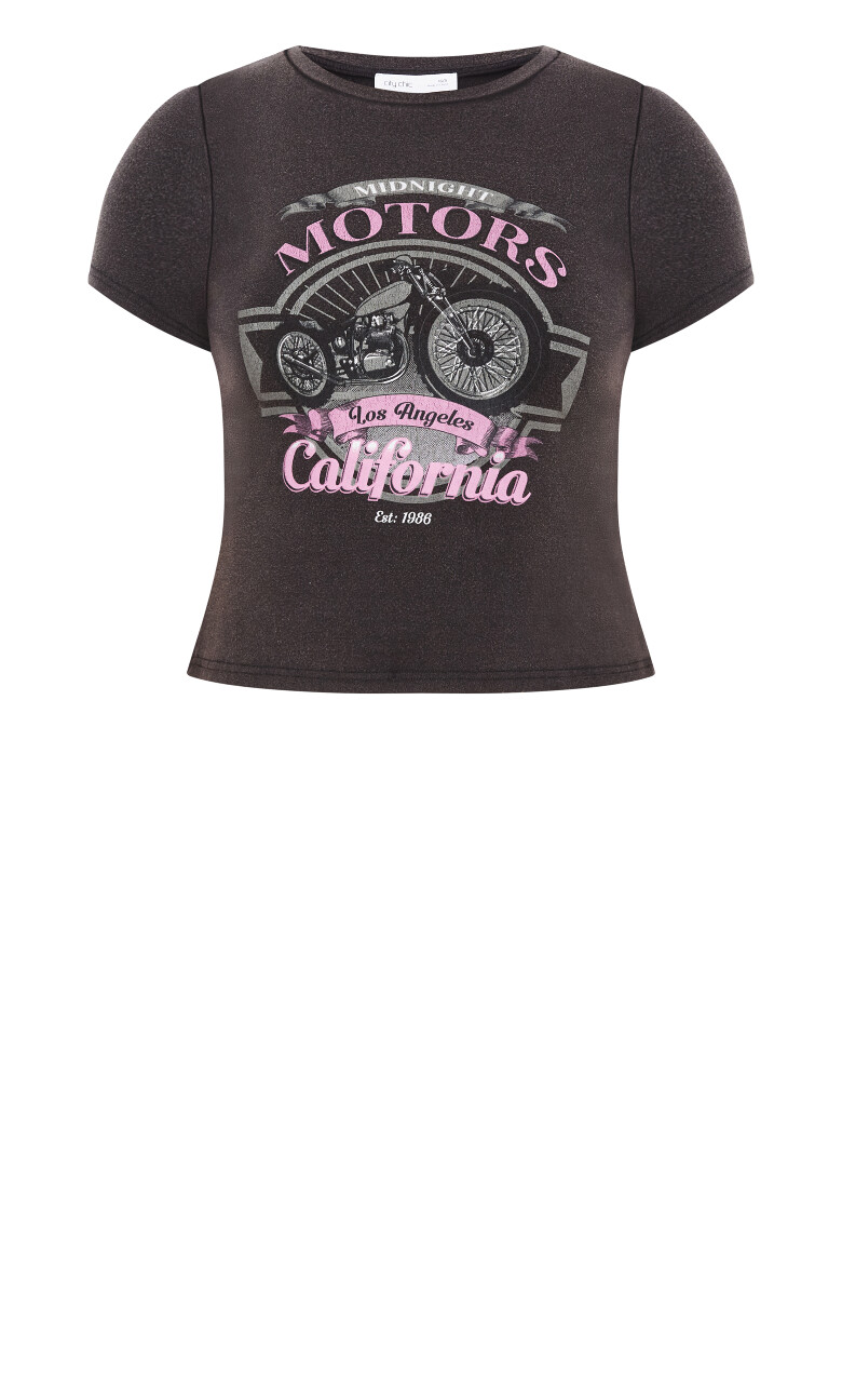 Micro Pink LA Print Tee - grey wash