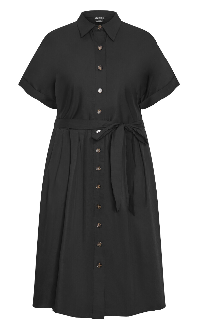 Elly Collared Shirt Dress - black