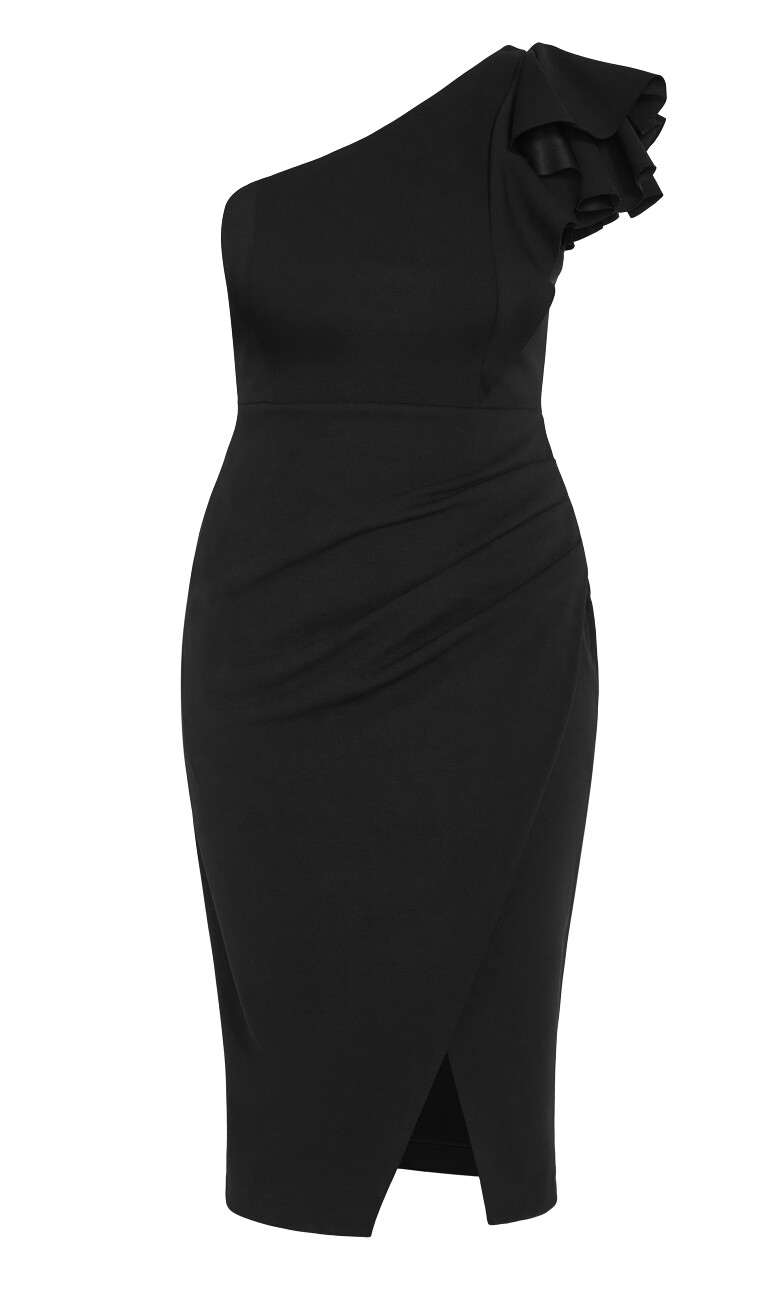 Milani One Shoulder Ruffle Dress - black