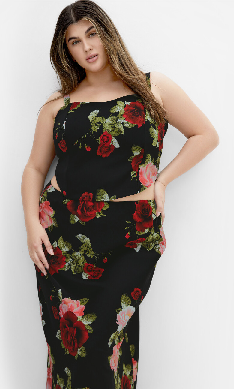 Cherie Print Top - black