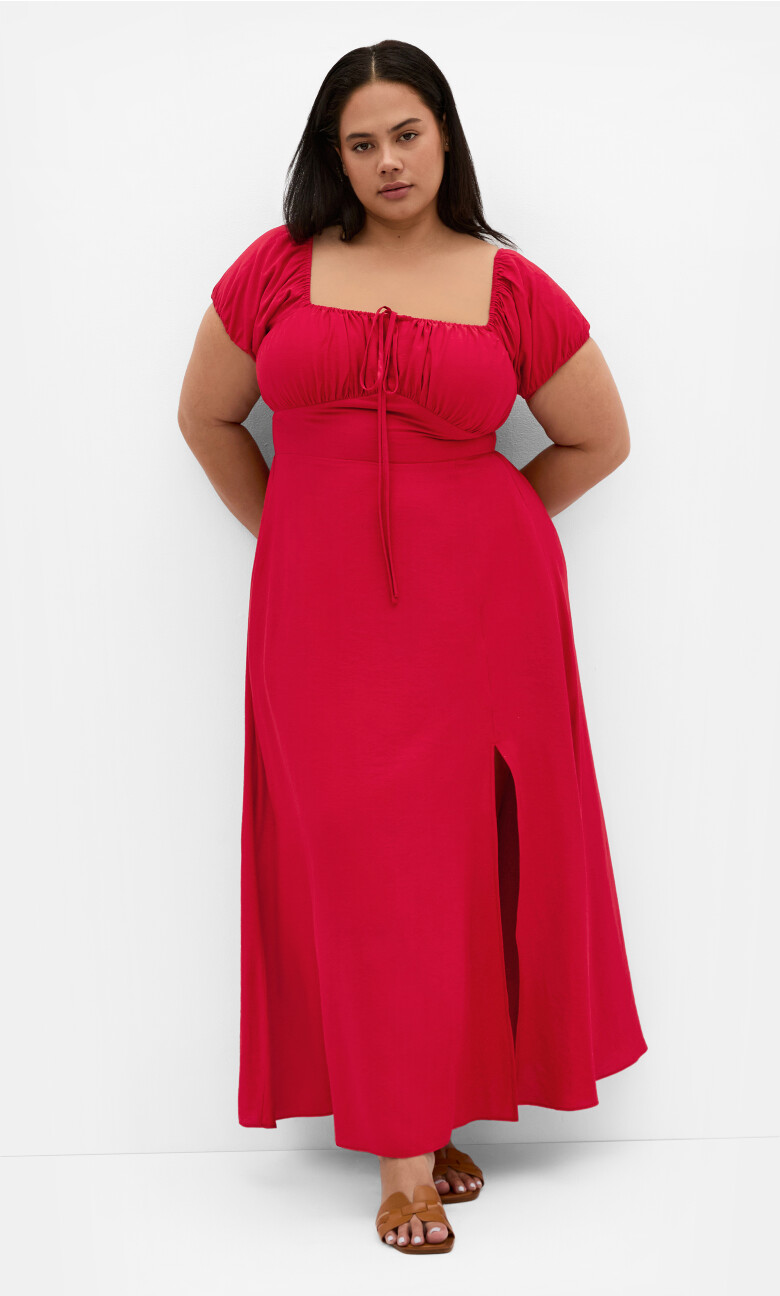 Abbigail Split Maxi Dress - crimson