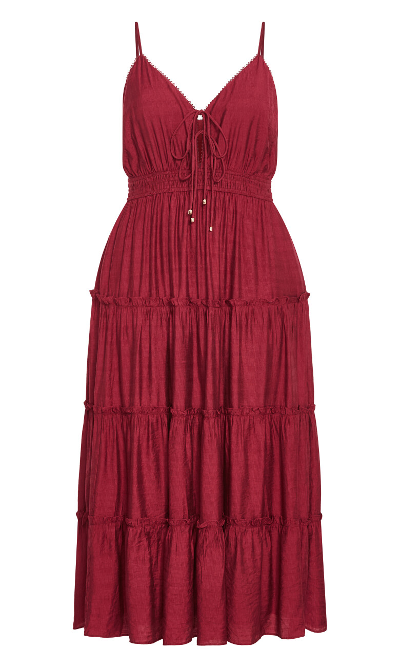 Aiza Crochet Tier Maxi Dress - shiraz