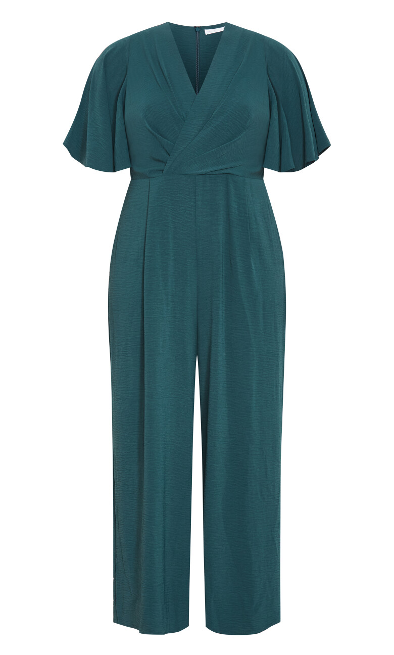 Braelynn V Neck Jumpsuit - emerald