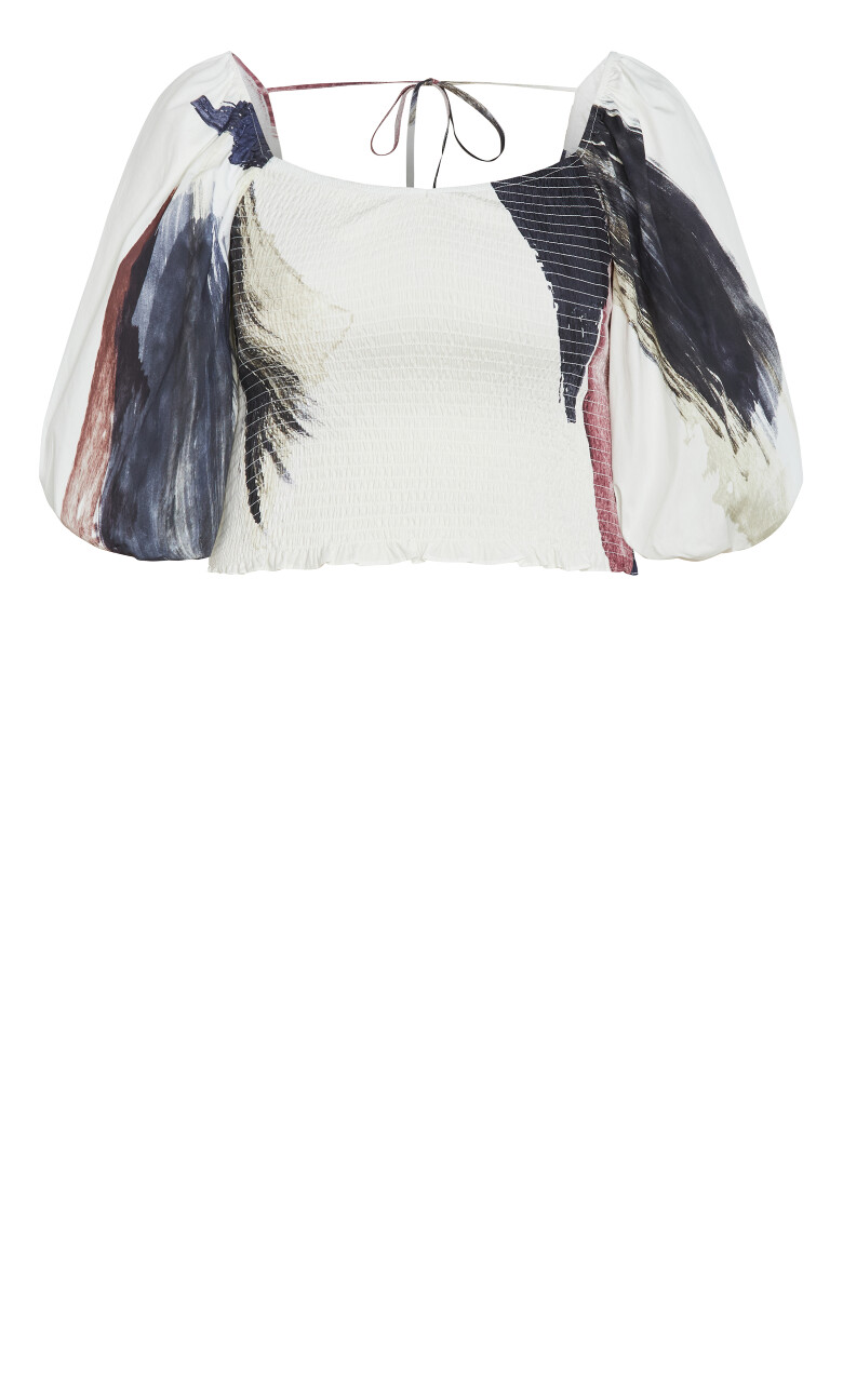 Amari Geo Print Top - ivory