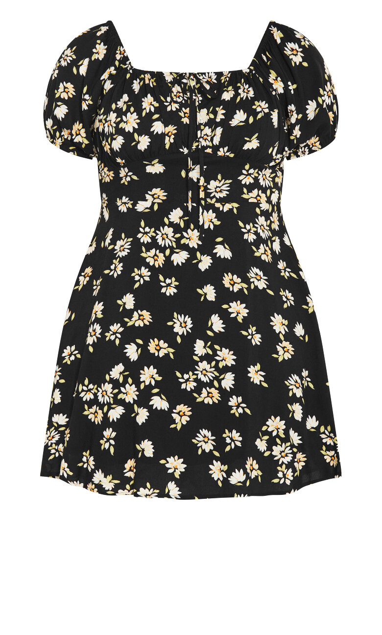 Abbie Short Sleeve Print Mini Dress - black