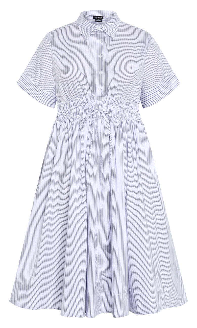 Lana Stripe Shirt Dress - white