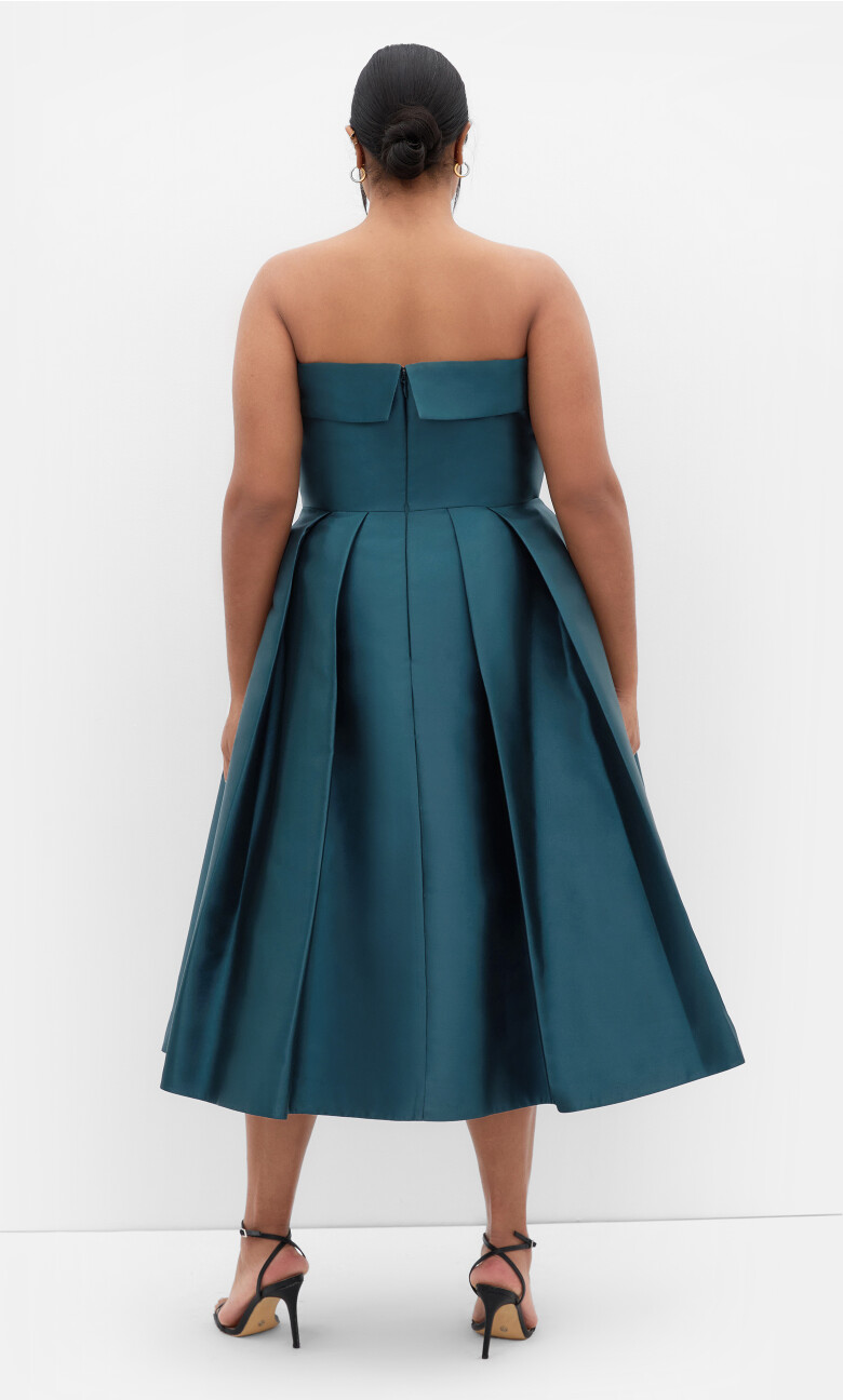 Tiffany Strapless Midi Dress - deep teal