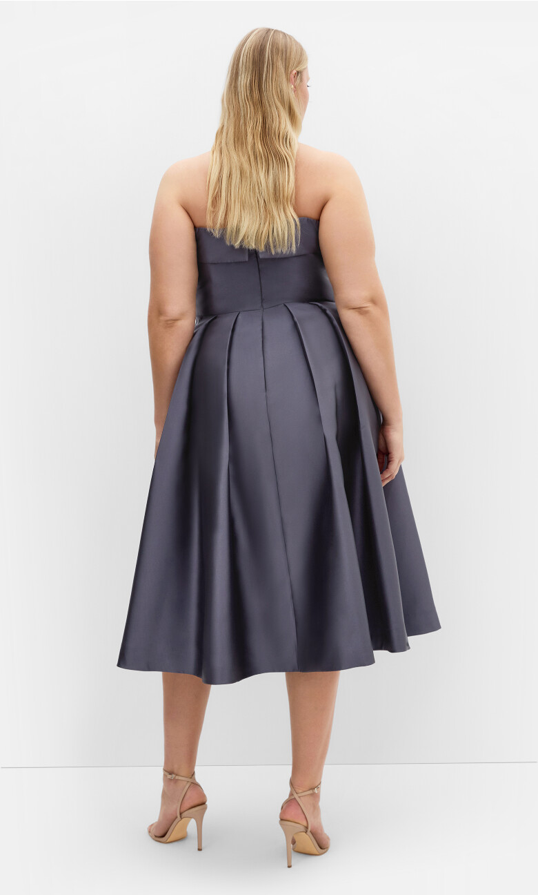 Tiffany Strapless Midi Dress - slate