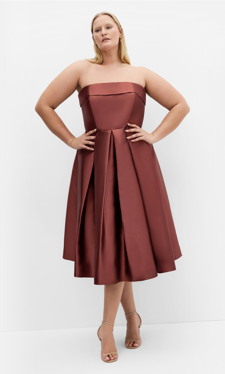 Plus Size Tiffany Strapless Midi Dress - Sable