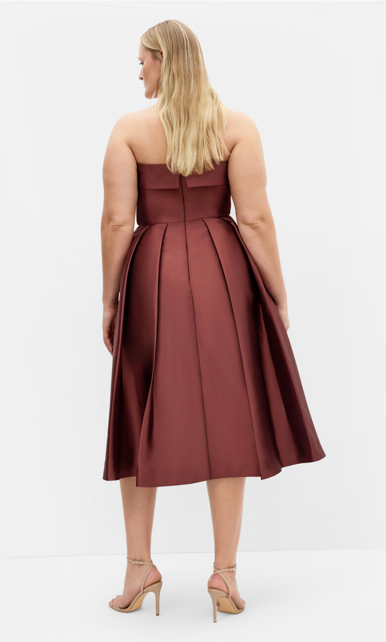 Tiffany Strapless Midi Dress - sable
