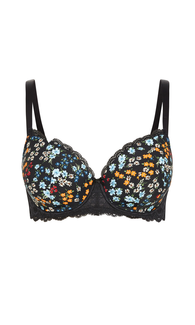 Hailey Contour Print Bra - black