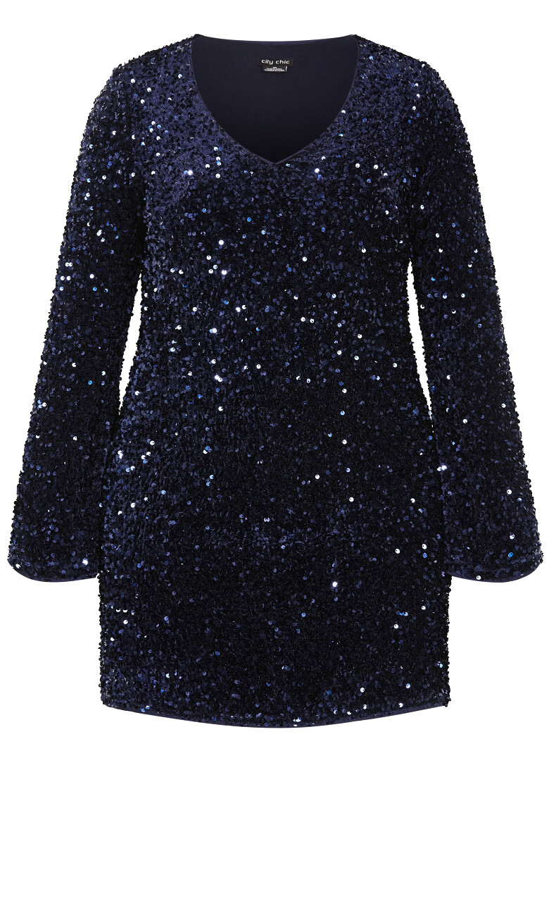 Sequin Neptune Dress - navy