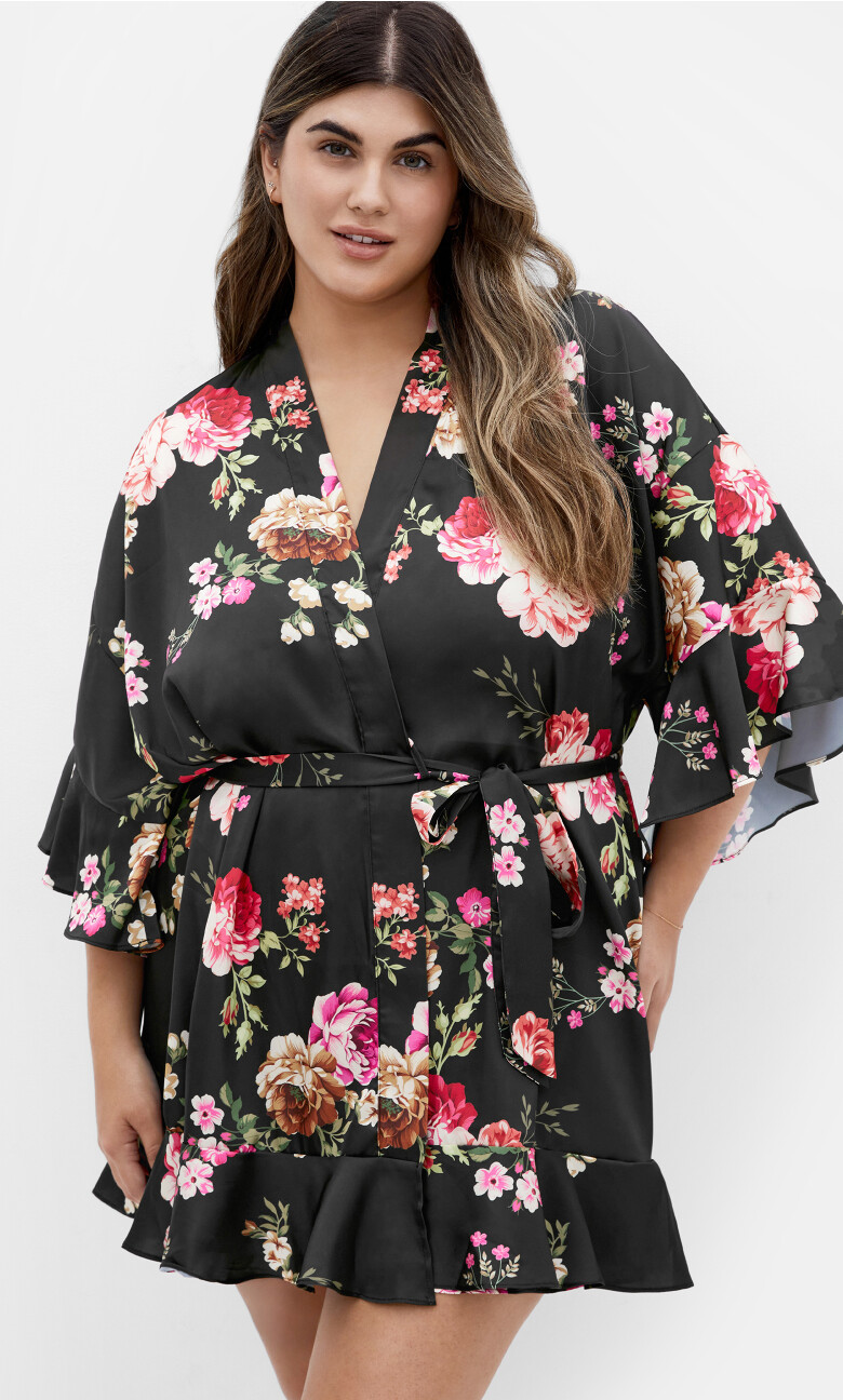 Arcadia Short Kimono - black