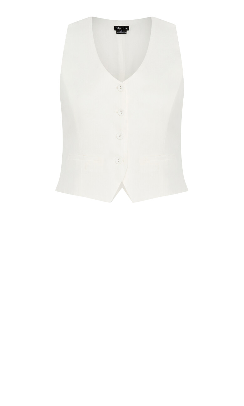 Sylvie Linen Vest - ivory