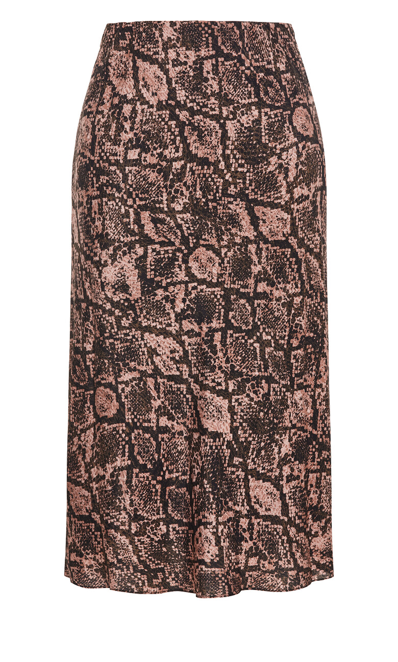 Kyra Snake Print Midi Skirt - sepia