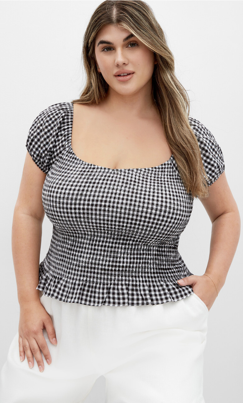 Cute Gingham Top - black