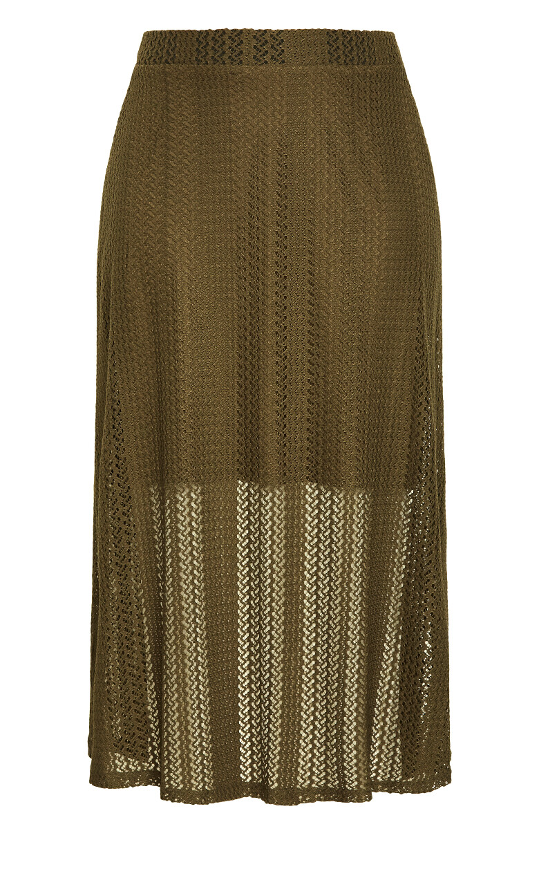 Crochet A-line Maxi Skirt - khaki