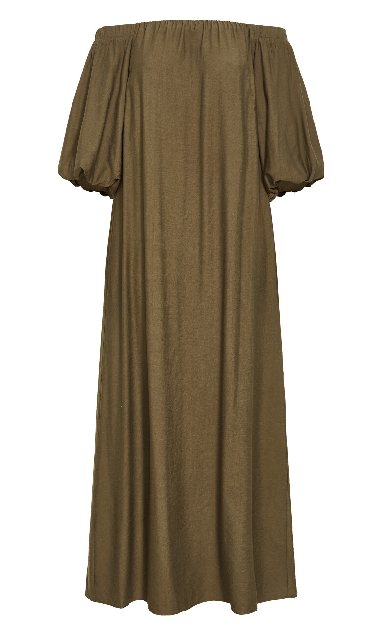 Layla Off Shoulder Maxi Dress - khaki