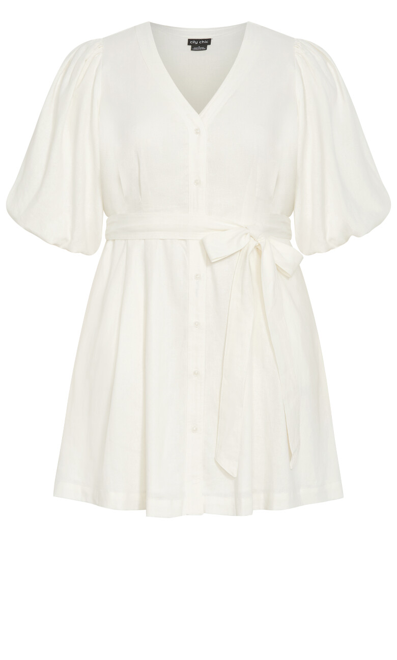 Lori Lined Linen Short Dress - ivory
