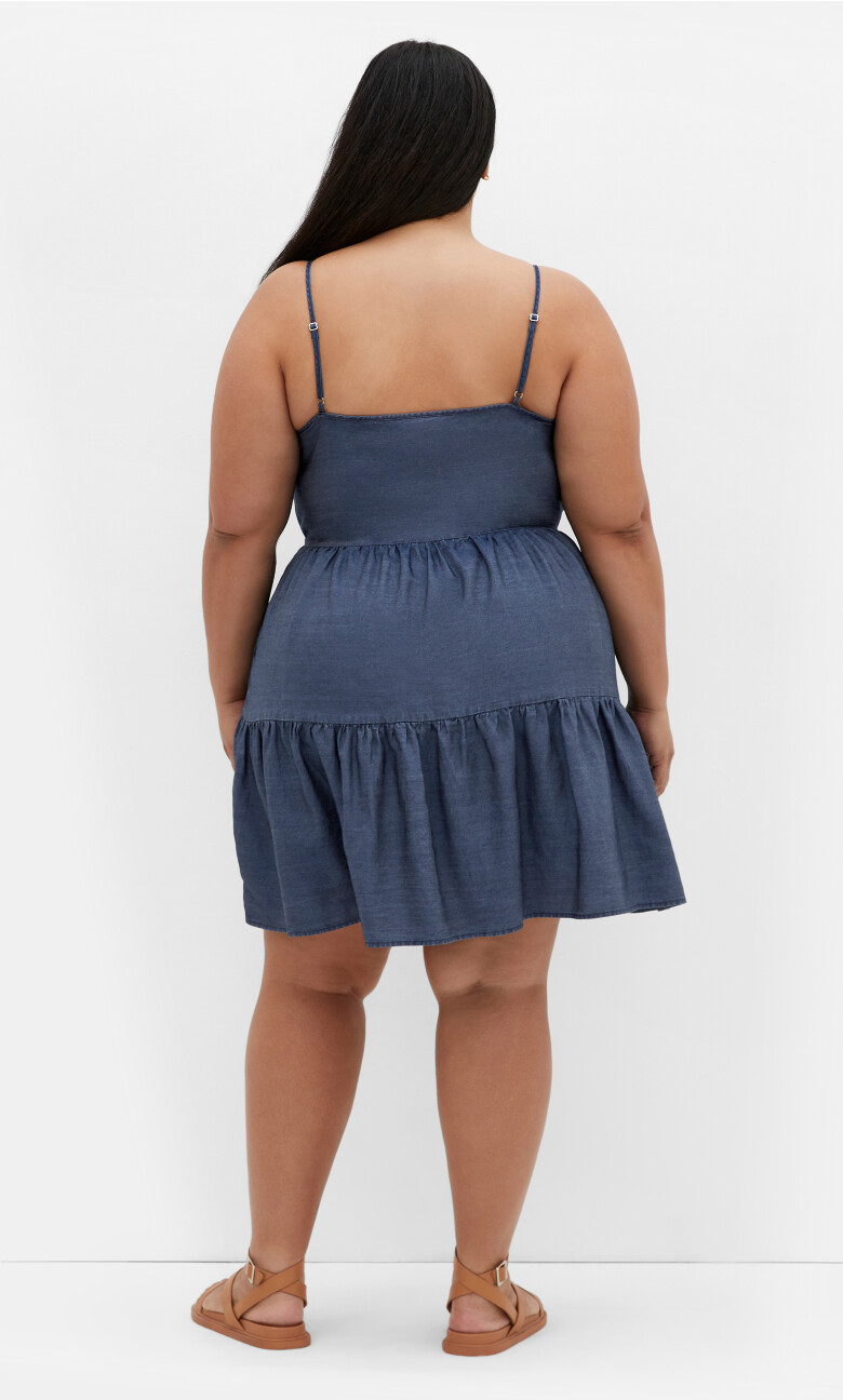 Sweet Tiers Mini Dress - dark denim