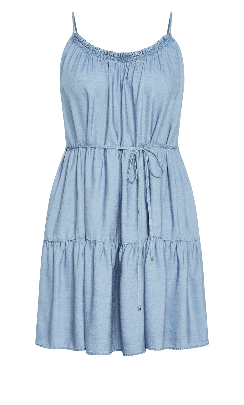 Sweet Tiers Mini Dress - light denim