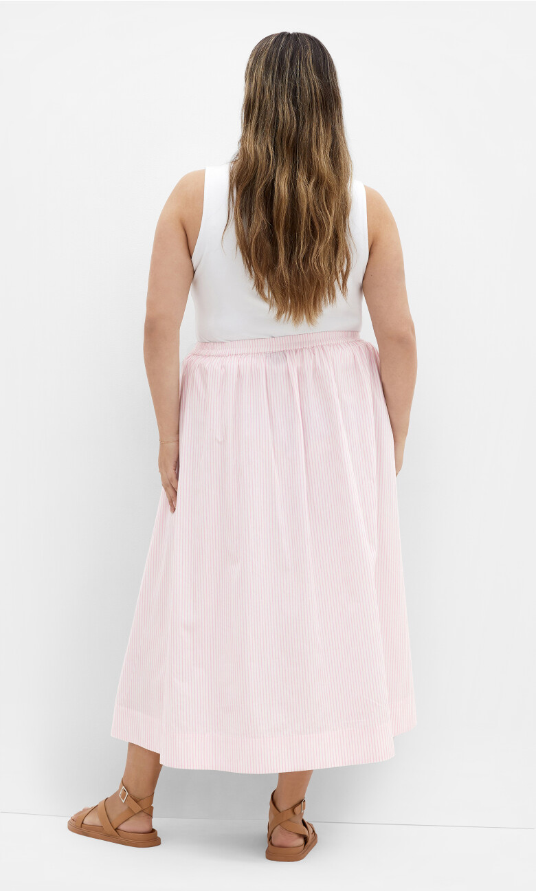 Catalina Stripe Cotton Skirt - pink