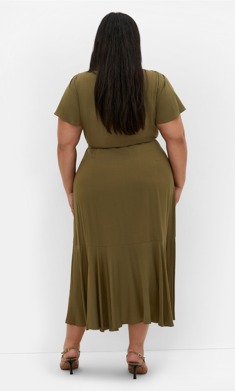 Imogen Wrap Hi-lo Dress - khaki