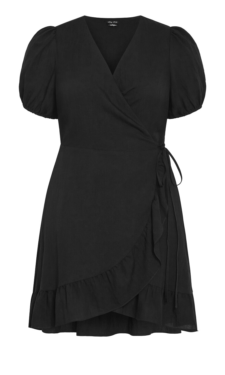 Selena Wrap Mini Dress - black