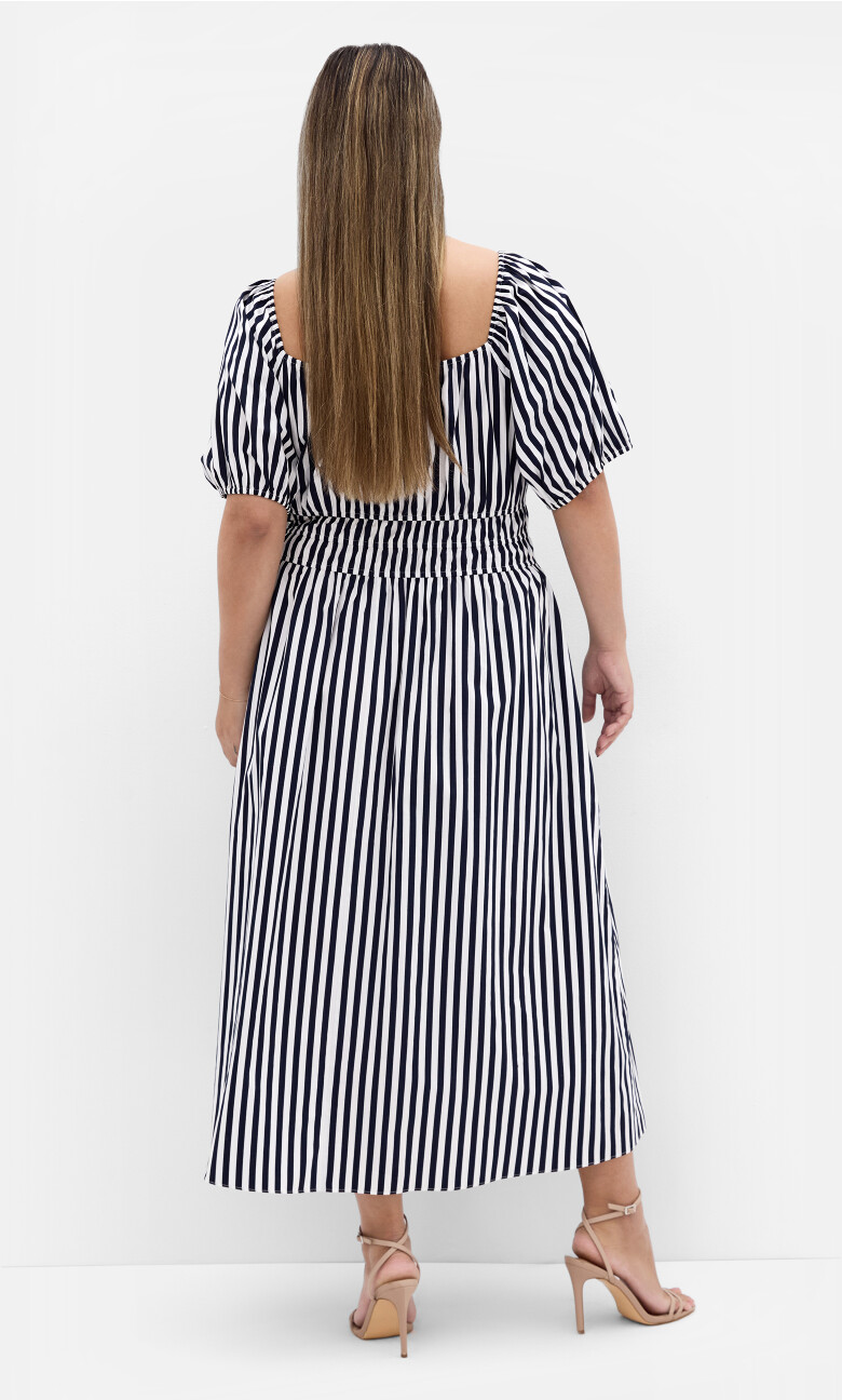 Adelynn Stripe Midi Dress - white