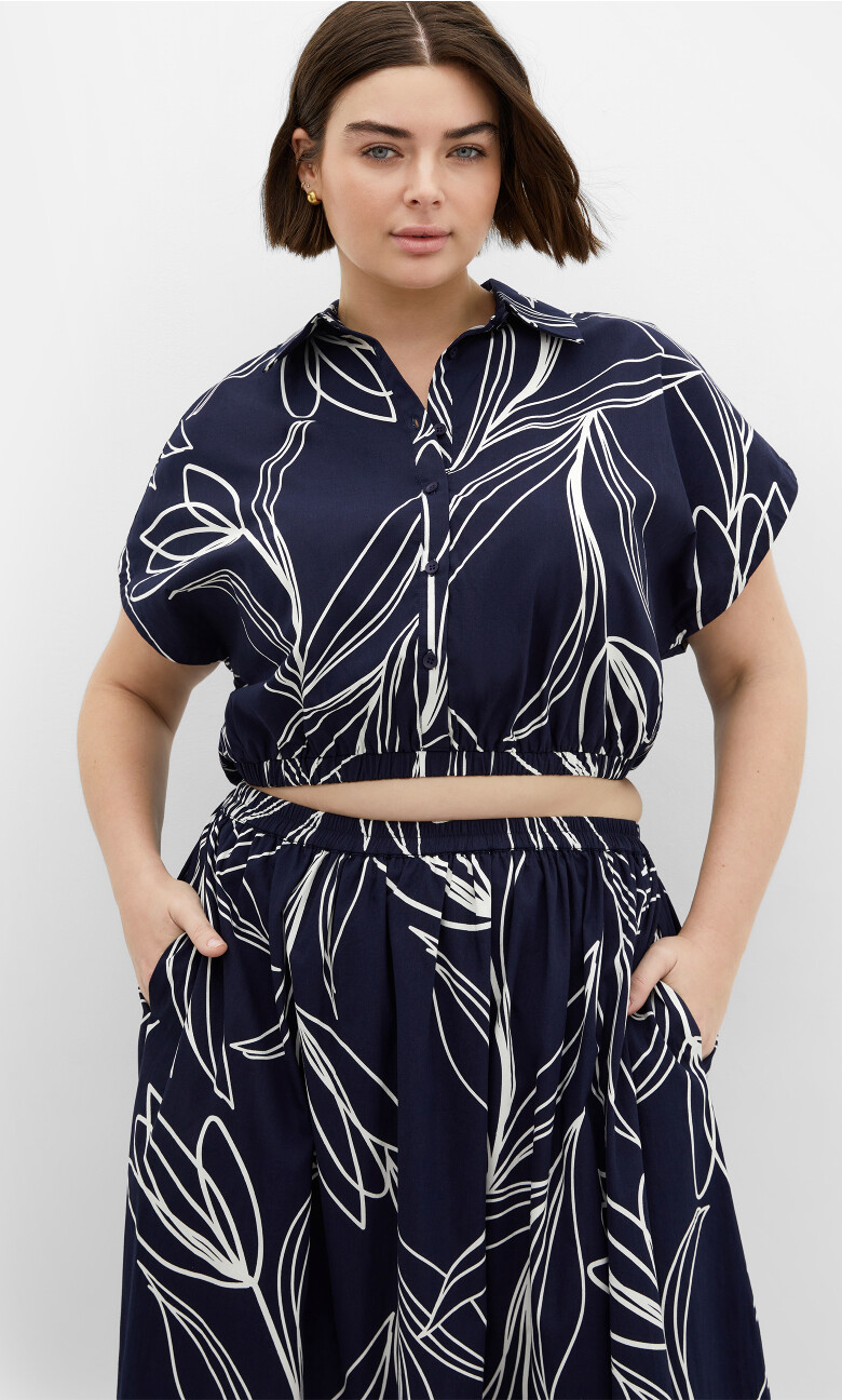 SHIRT VACAY PRT - Navy Bloom