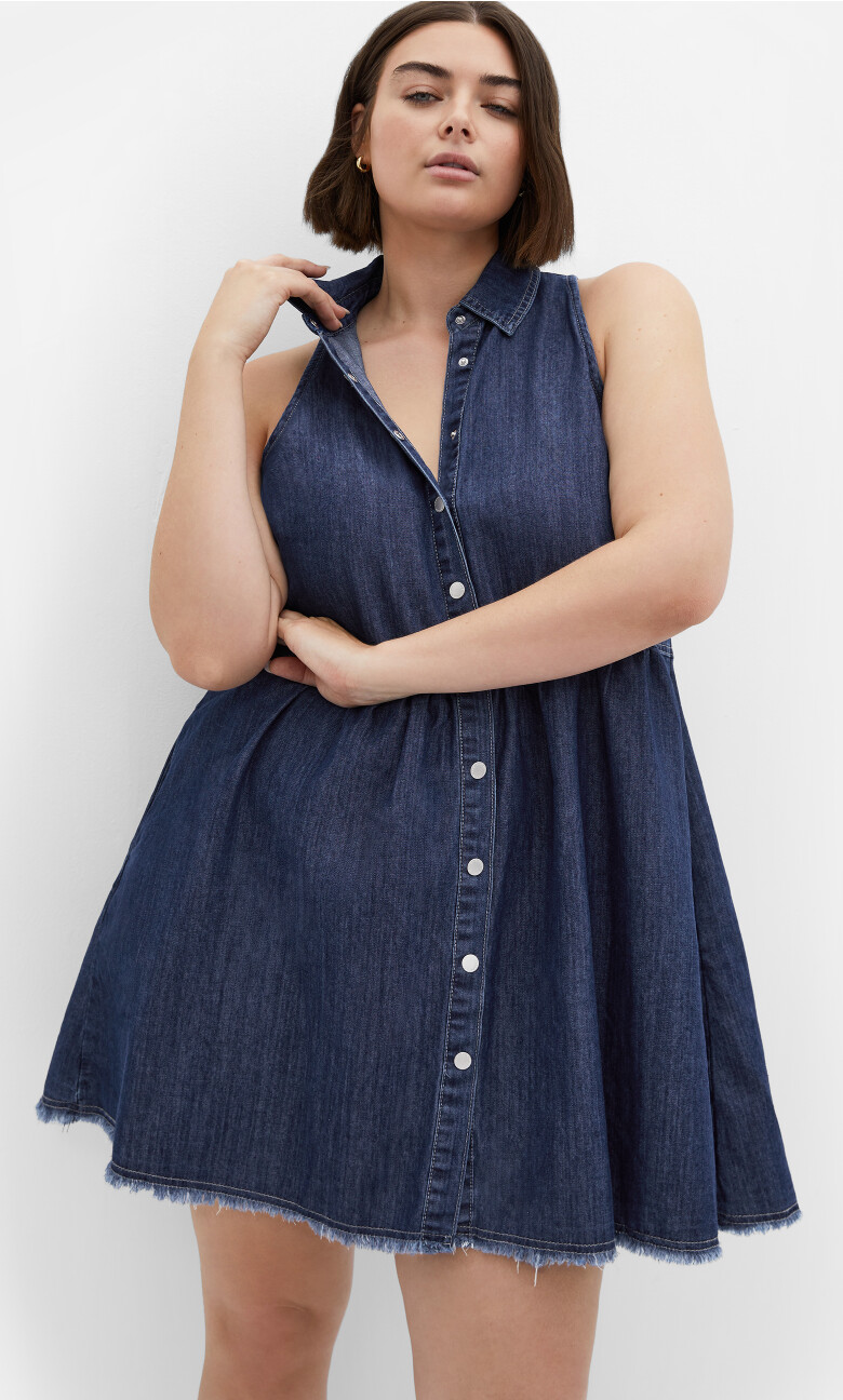 Dulce Sleeveless Denim Dress - mid denim