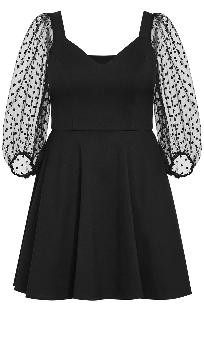 Asher Spot Sleeve Fitted Dress - black