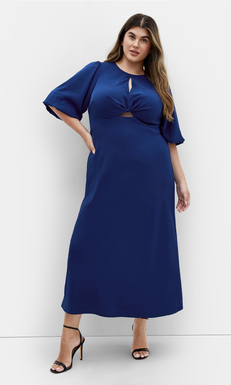 Ines Puff Twist Dress - ocean