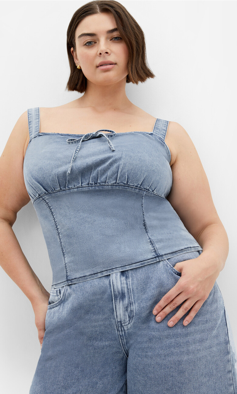 Plus Size Abbie Denim Top - Light Wash