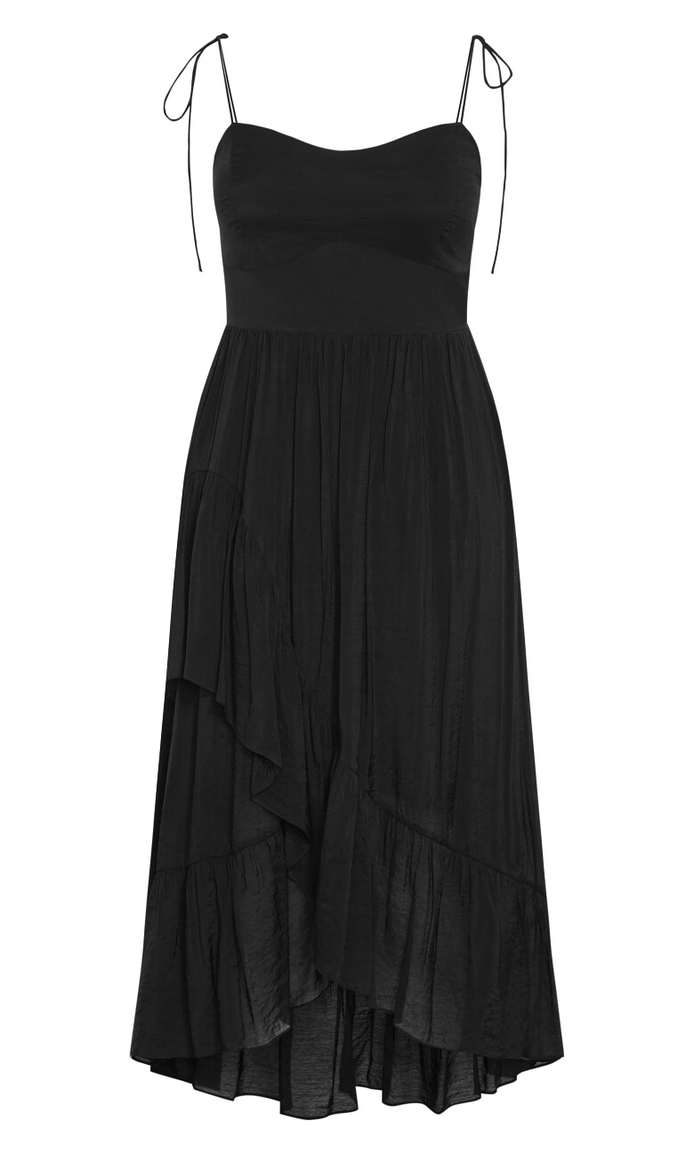 Hailey Ruffled Hi-Lo Maxi Dress - black