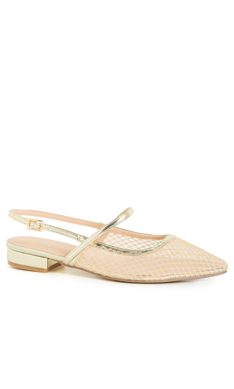 WIDE FIT Lily Mesh Flat - gold