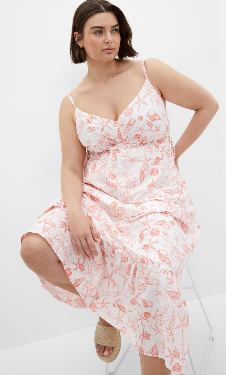 Ari Print Maxi Dress - white