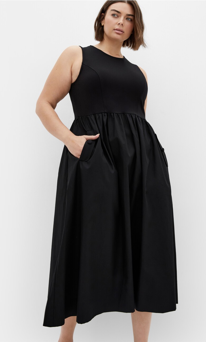 Plus Size Wren Sleeveless Midi Dress - Black