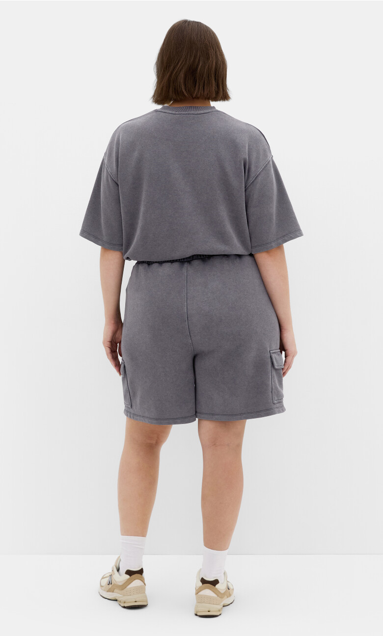 Terry Relaxed Longline Short - grey marle