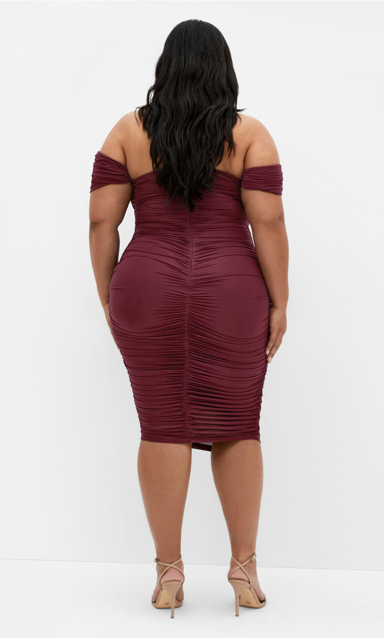 Jazmin Ruched Dress - dark cherry