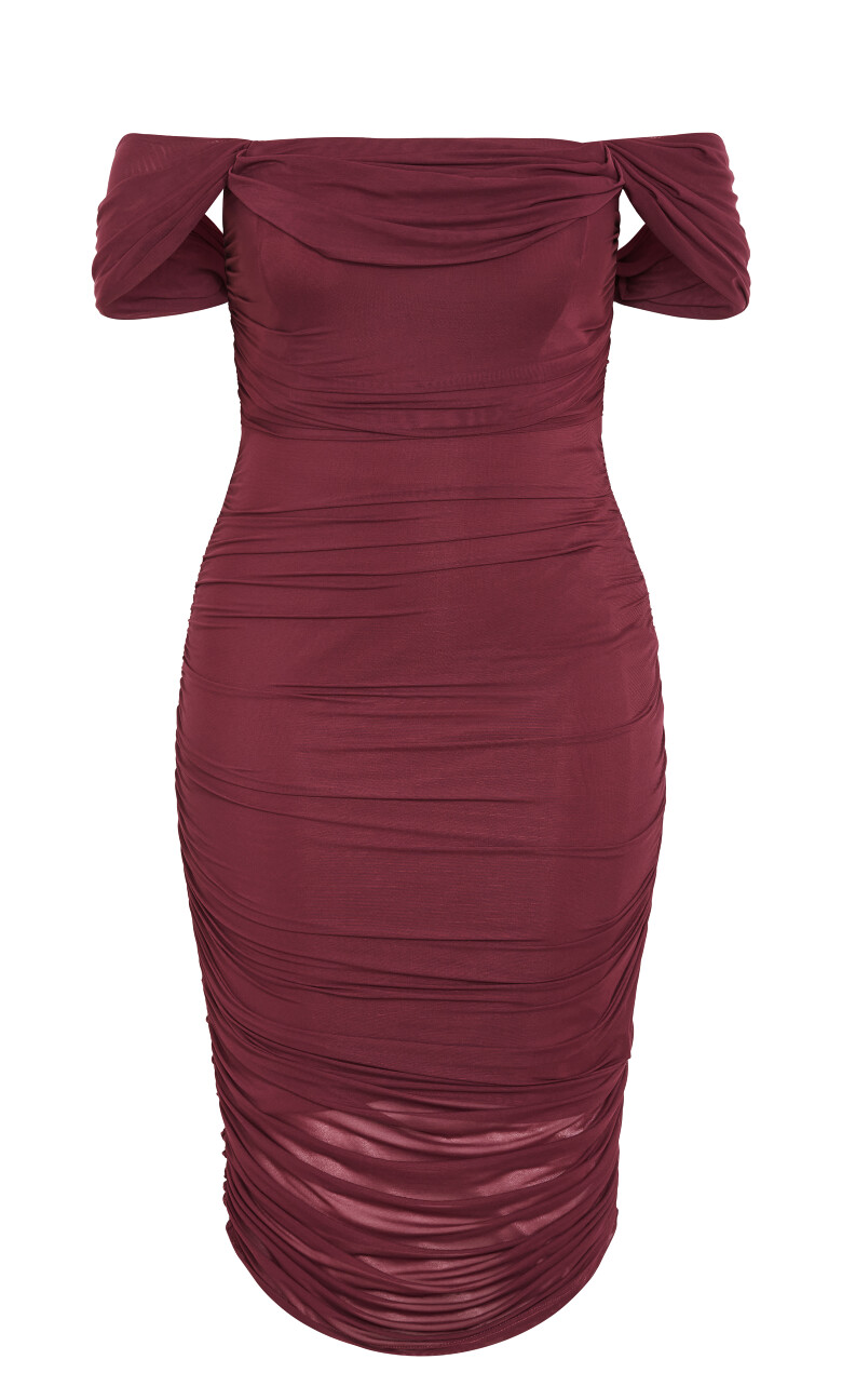 Jazmin Ruched Dress - dark cherry