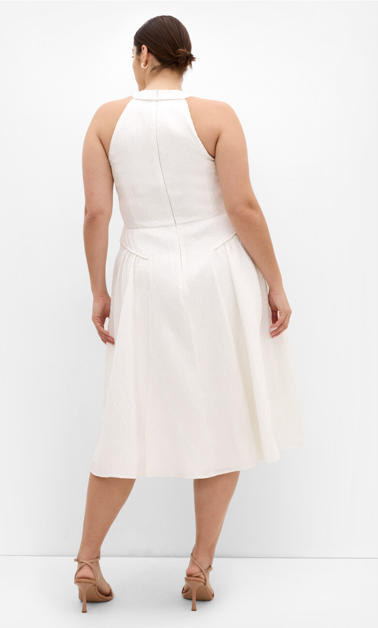 Halter Jacquard Midi Dress - ivory
