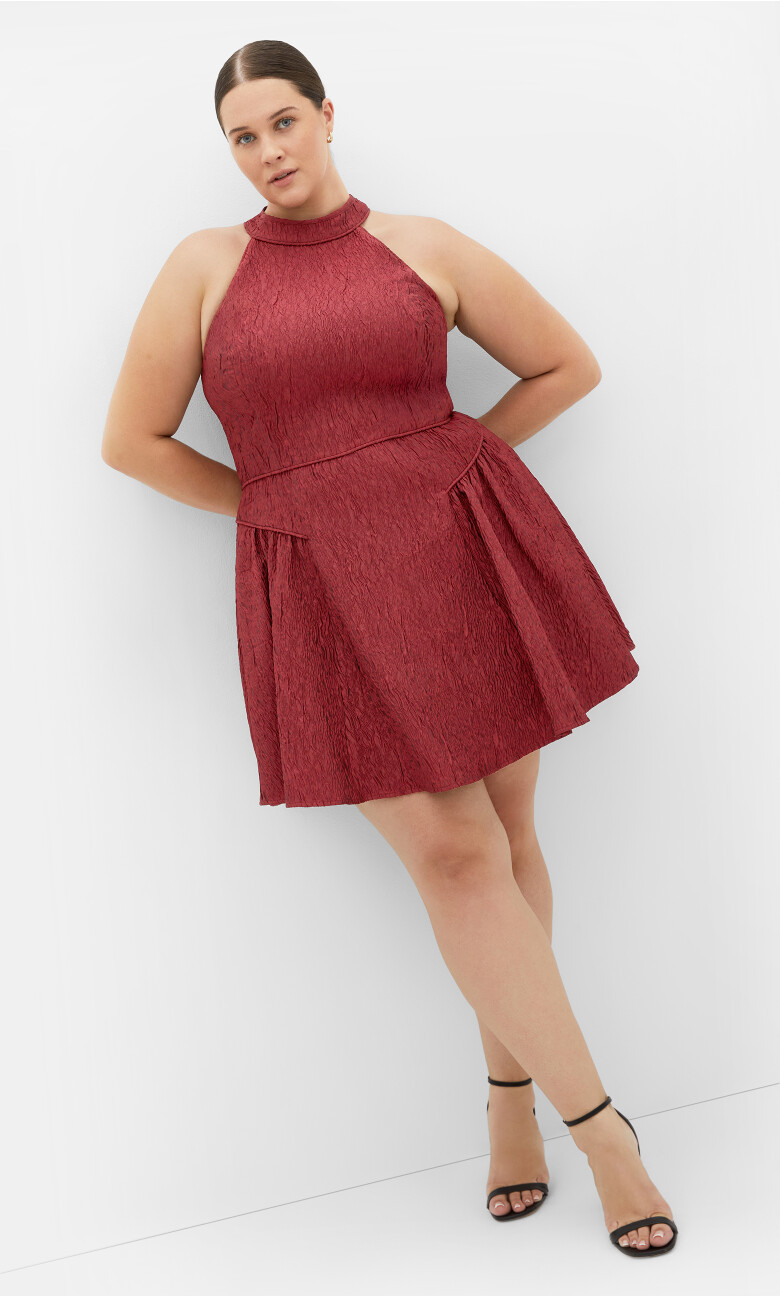 Plus Size Dress Halter Mini - Love Red