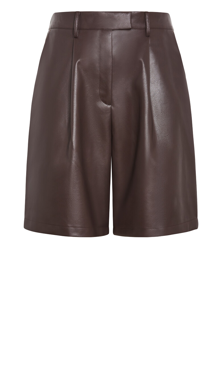 Jessa Faux Leather Short - chocolate